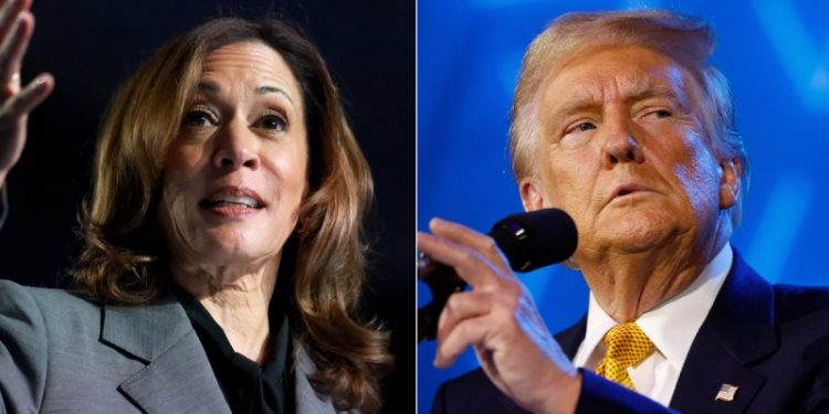 Harris takes slim lead over Trump in new poll as voters view her as candidate of change