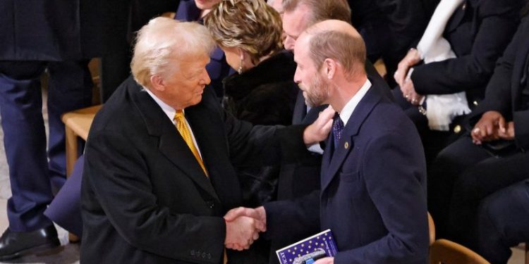 Trump, Prince William sit down for meeting in Paris after Notre Dame ceremony