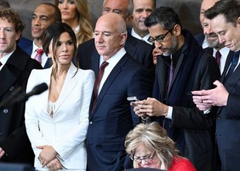 Jeff Bezos’ fiancée Lauren Sanchez sparks backlash at Trump inauguration with lingerie-inspired outfit